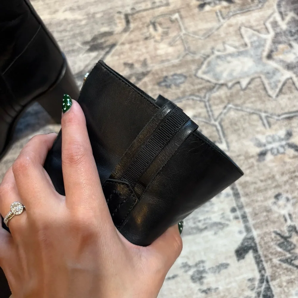 Kate spade baise black Leather heeled boots size 8